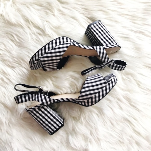 Bar III Calista Platform Sandal Gingham NWT 8.5 - Picture 2 of 3